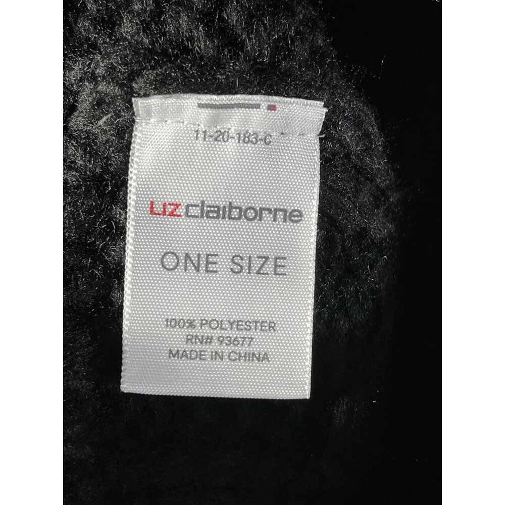 Liz Claiborne Womens Black Cable Knit Beanie Hat One Size Polyester - Picture 5 of 5